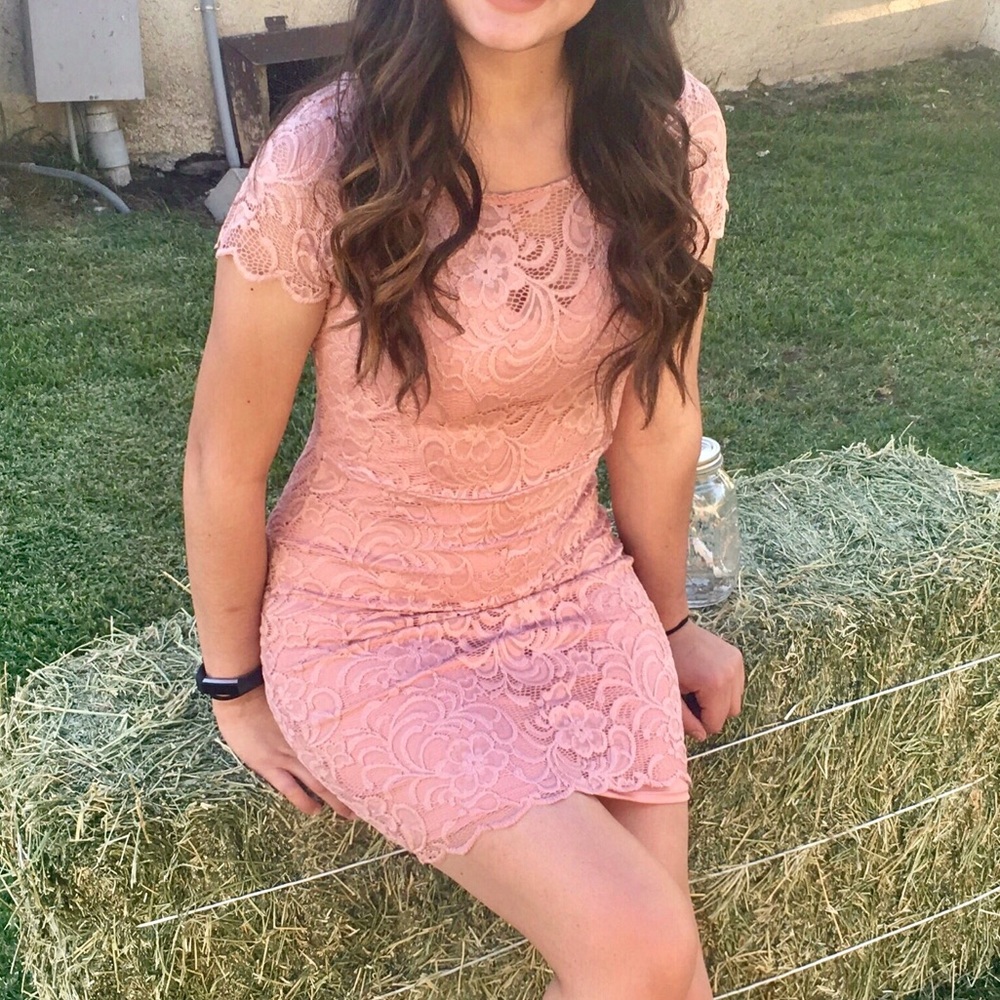 Pink Floral Lave Bodycon Dress